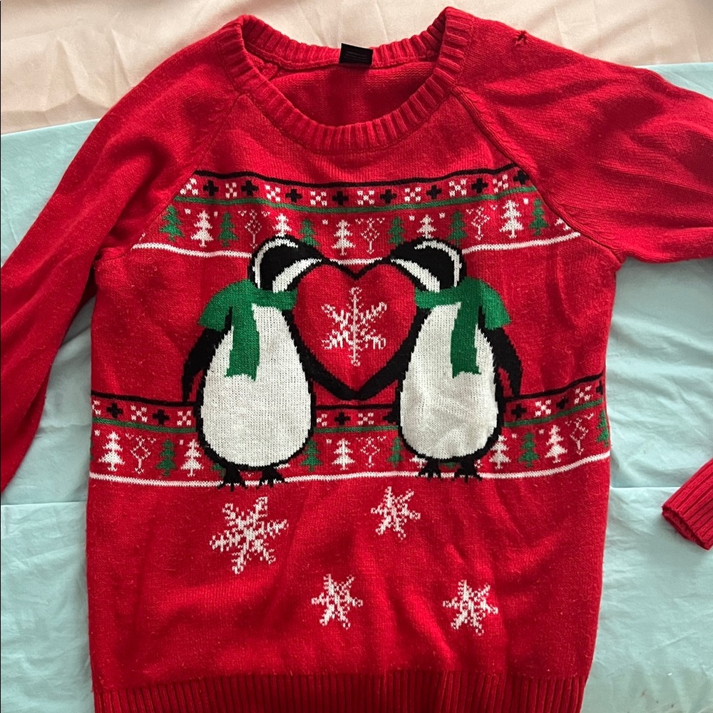 Versace Red Penguin Sweater with Green Accents
